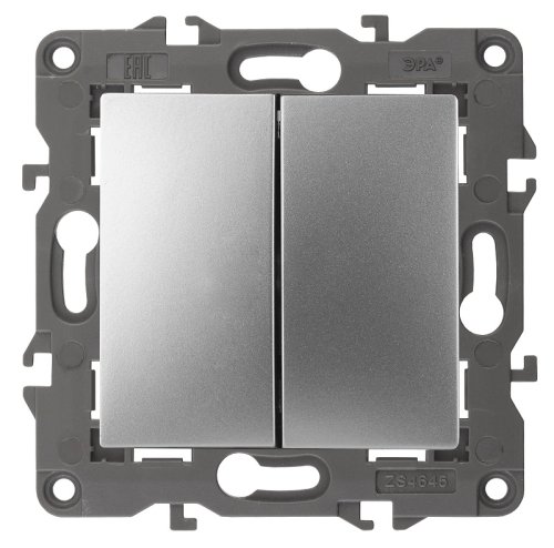 Переключатель без рамки Эра Elegance 2-кл. проходной алюминий картинка